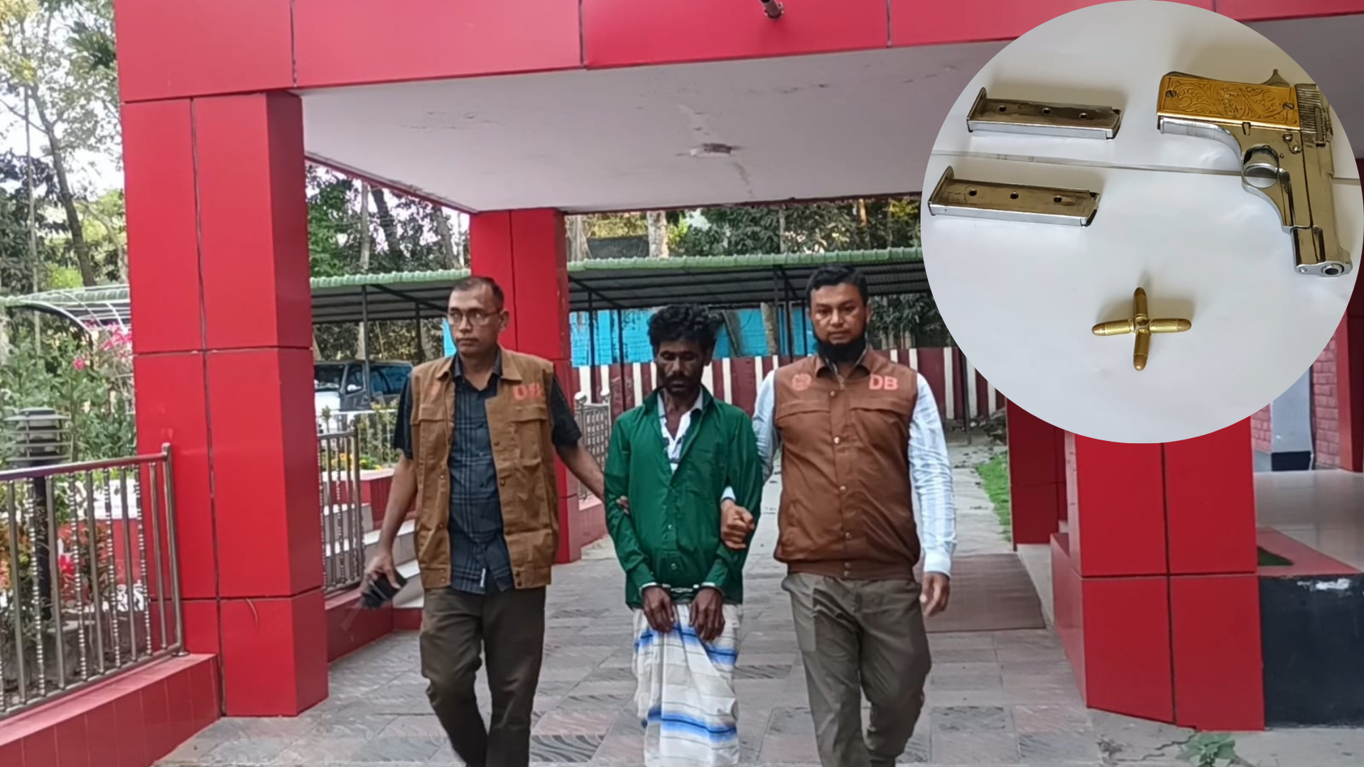 রাজবাড়ীতে বিদেশি পিস্তল ও গুলিসহ আটক ১