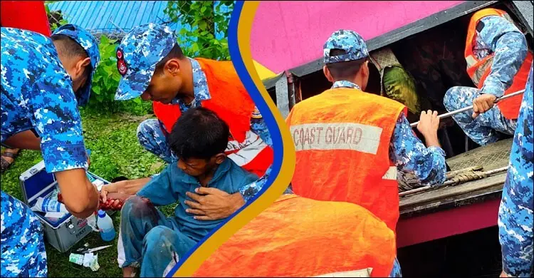 টেকনাফে বাস দুর্ঘটনায় আটকেপড়া যাত্রীদের উদ্ধার করলো কোস্টগার্ড