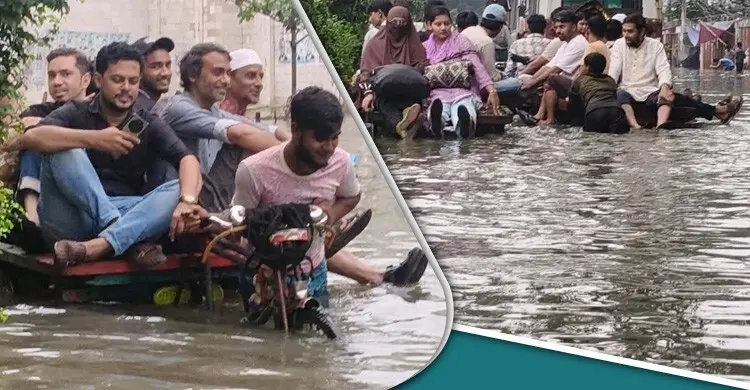 নিউমার্কেটে ১০ ঘণ্টা জলাবদ্ধতা, কার্যত অচল ব্যবসায়ী ও যানবাহন