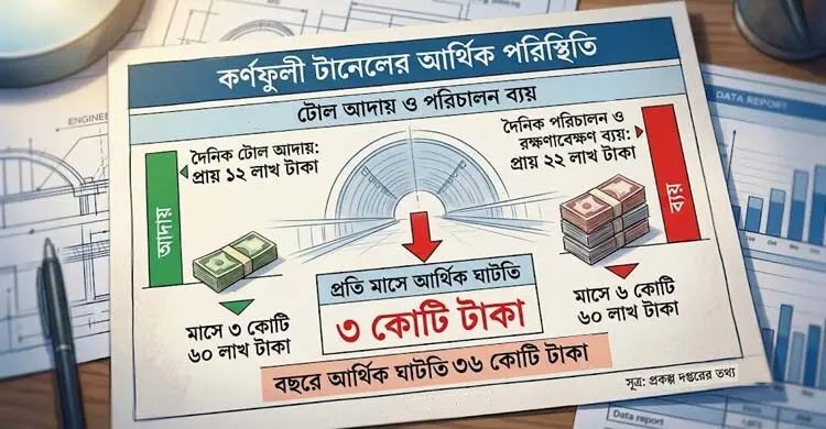 ‘স্বপ্ন’ নয় ‘দুঃস্বপ্ন’: কর্ণফুলী টানেলে বছরে লোকসান সাড়ে ৩৬ কোটি