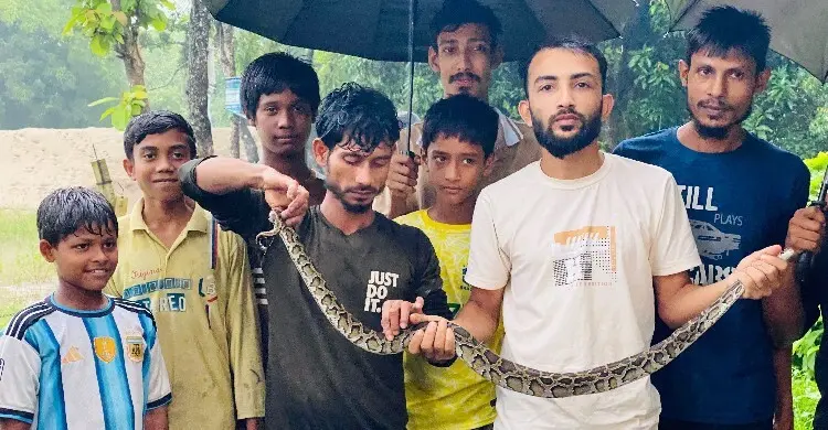 চট্টগ্রামে বিক্রির লোভে তিন দিন জালে বন্দি অজগর উদ্ধার