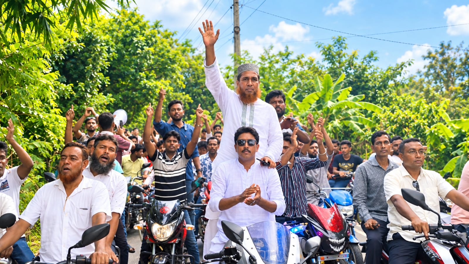 পাংশায় বাহাদুরপুর ইউপি চেয়ারম্যান পদ প্রত্যাশী ওহাব প্রামাণিকের মোটরসাইকেল শোডাউন