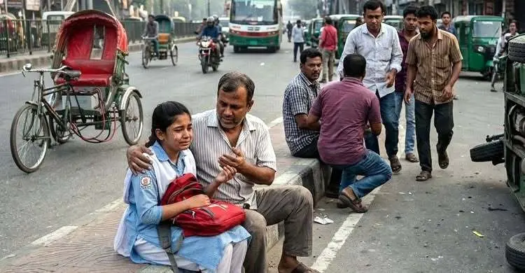 স্কুলগামী মেয়ে নিয়ে অটোরিকশায় দুর্ঘটনা, মতিঝিলে বাবা-মেয়ে আহত